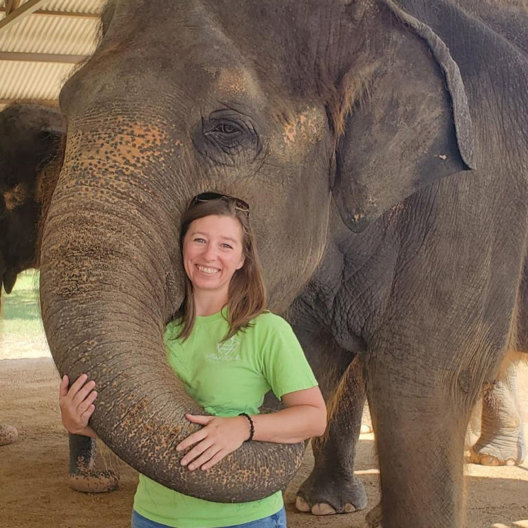 Dana Rice with elephant